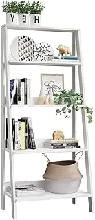 MADESA 5-Tier Ladder Shelf with Storage Space, Free Standing Bookshelf, Wood, 15