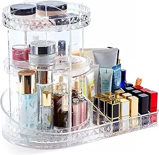 Makeup Organizer,360 Degree Rotating Adjustable Acrylic Clear Cosmetic Storage Display Case with 8 Layers Large Capacity, Fits Jewelry,Makeup Brushes, Lipsticks and More