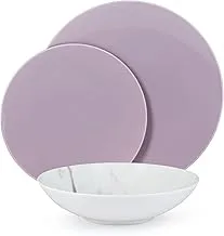 Louts 1003193 Porcelain Dinner Set with Cup 18-Pieces, Mauve/White