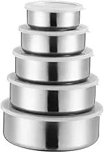 5-Piece Stainless Steel Food Storage Containers，Stackable Food Storage Containers Airtight Leakproof Suitable for Outdoor, Snacks, Fruits, Lunches, Sauces, etc.