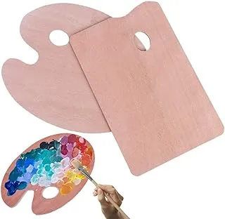 Palette Wooden, 2 Pcs Paint Palette, Oval And Rectangular Palette, Palette With Thumb Hole, Lightweight And Smooth Wooden Paint Palette for Adult Kids for Oil And Watercolor Paintings