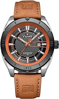 Original NF 9209-S-O-O-BN Naviforce Wrist Watch For Men For Dream NF 9209 With Black Dial Leather Belt with Brown Color