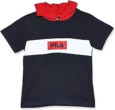 تي شيرت بقلنسوة متباين من Fila للجنسين للأطفال مع لوحة وشعار سويت شيرت بقلنسوة للأطفال للجنسين من Fila