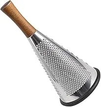 The grater is a conical shape, a stainless grater. One piece