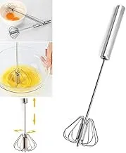 Easy Frother Milk Frother Cream Frother Stainless Steel Whisk Hand Push Egg Beater Mixer Semi-Automatic Spring Mechanical Whisk, Now Exclusive in Al-Israa (1 Piece))