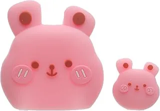 G-Power Hard Silicone Charger Protector And Cable Protector Designed With Cute Bear Shaped Set Of 2 Pieces - Pink