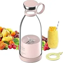 Pehali Cart Blender Portable Juicer for Smoothie,Juice,Vegtable,Shakes with 4 Blades Wireless Charging Mini Personal Size Mixer Bottle Grinder,400ml,Multicolor