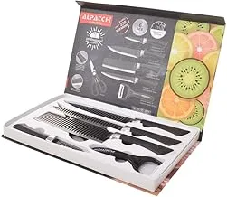 Stainless Steel Knife Set With Peeler And Scissors 6 Pieces Black 1331 (Assorted Colors)