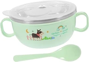 304 Stainless Steel Kids Cartoon Rice Bowl + Lid + Thermal Spoon Set - Multi Shape