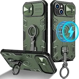 جراب Nillkin CamShield Armor Pro المغناطيسي مصمم لهاتف Apple iPhone 14/13 - أخضر داكن