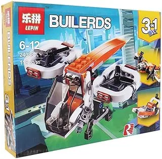 Builders 3 In 1 - Building Blocks 118 pieces, 6+, 24038