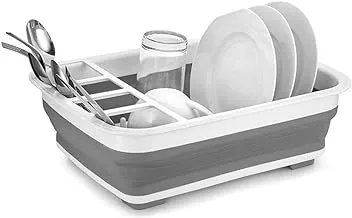 ivolks Collapsible Dish Drying Rack Portable Dinnerware Organizer Dish Drainer Dinnerware Basket for Kitchen Counter RV Campers Storage