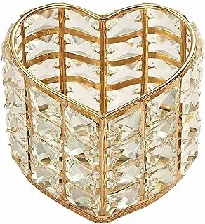 Heart-shaped Crystal Makeup Brush Storage Box (Gold)