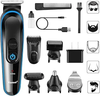 Kemei Men Shaver Hair Trimmer Clipper KM-690 5 In 1 Hair Shaver Professional, Get the Perfect Haircut at Home, Hair Clipper with LED Display,with Long Battery Life Cut Your Hair