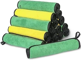 YANTU Plush Microfiber Edgeless Cleaning Towel for Household, Auto Washing, Car Drying, Detailing (Yellow, Green)