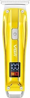 VGR V-956 Professional Rechargeable cordless Hair Trimmer with LED Display, Stainless steel Blades, USB Charging cable, 3 Guide Combs for men Runtime: 100 mins, 500 mAh Li-ion Battery, Gold