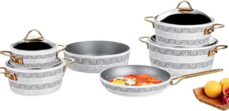 Verda Granite Cookware Set 10-Pieces, White/Gold