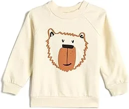 KOTON Babyboy's Teddy Bear Printed Sweatshirt Brushed Interior Long Sleeve Crew Neck Cotton Sweatshirt