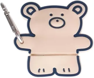 G-Power Silicone Full Cover Airpod Protective Case Designed With Cute Bear Shaped And Contains Ring Strap Suitable For Airpods 1/2 - Beige Navy