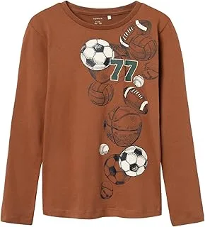 Name It Kids Boy's Rico Long-Sleeves T-Shirt, 7 - 8 Years - Coconut Shell