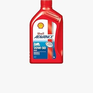 Shell Advance 20W-50 AX3 Mineral 4-Stroke Motorcycle Oil 4T (1L) - Premium Mineral 4T Oil. Active Cleansing Technology