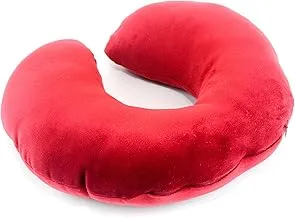 Comfy Neck Support Soft Fiber Travel Neck Pillow U-Shape For Car, Travel, Office,Airplane and Gifts - Red