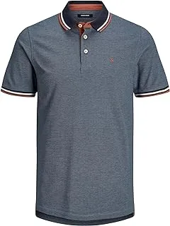 Jack & Jones Men's Paulos Short-Sleeves Polo T-Shirt, M - Denim Blue