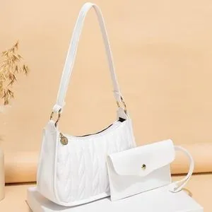 Fashion 2 In 1 Ladies Hand Bag Leather Handbags Crossbody Bag Women Shoulder Bags Sling Bag Hobo Bag White