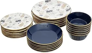 Oxford Lenox Glossy Dinner Set 24-Pieces, Multicolor