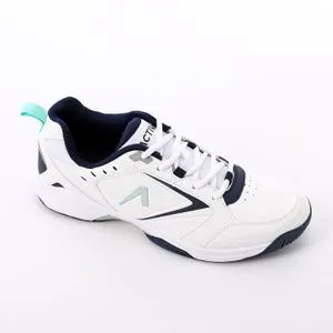 Activ Lace Up Leather Sneakers - White & Navy Blue