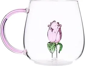 Oxford SSG067 Double Glass Rose Printed Thermal Mug, 400 ml Capacity