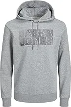 Jack & Jones Plus Men's Peter Hooded Sweatshirt, EU4XL, US2XL - Light Grey Melange