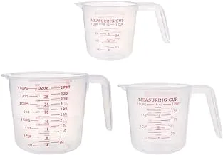 Saim Graduated Pitcher Measuring Cups Plastic Set 250ml/500ml/1000ml Liquid Container Stackable Nesting Baking Measuring Tools with Scale and Spout with Ml Oz, 3Pcs