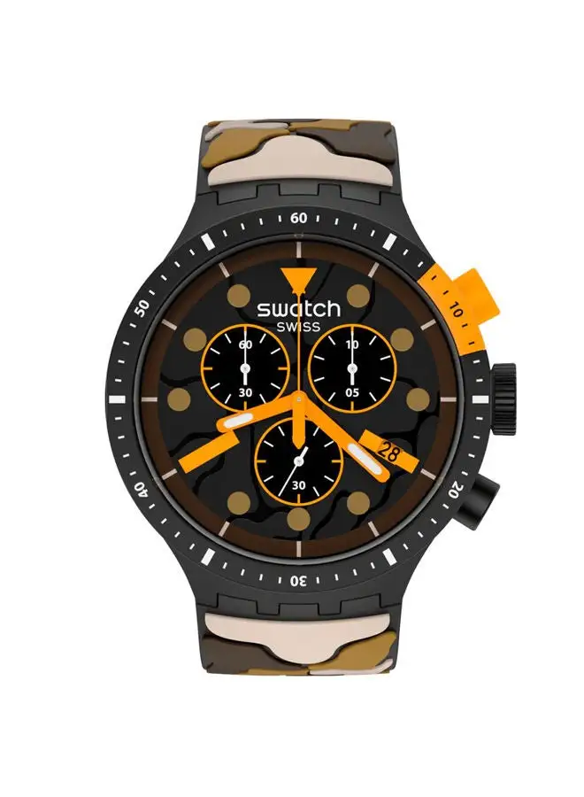 Swatch Leather Chronograph Watch SB02B410