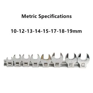 (Metric)8Pcs 3/8 Inch Drive Crowfoot Wrench Set 10-22mm Metric Chrome