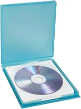 محفظة حمل محمولة لـ CD DVD Blu Ray، 5 منظم أقراص مضغوطة، جيوب بلاستيكية واقية للحمل، جيوب كتيبات، ألبوم، حامل أقراص مضغوطة وتخزين للسيارة والمنزل وحقيبة وسائط السفر - أزرق