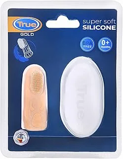 True Gold Silicon colored finger toothbrush with container