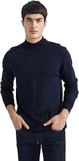 DeFacto mens Slim Fit Half Turtle Neck Long sleeve Basic Pullover Sweater