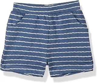 Elsayaad Striped Side Pocket Shorts For Boys - Blue And White, 3-6 Months