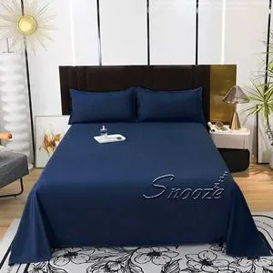 Snooze Flat Bed Sheet Set 3pcs (Dark Blue ) 220*235 Cm + Free 2 Pillowcases