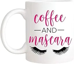 Coffee and Mascara Mug, Funny Coffee Mug, Eye Lashes Mug, Mascara Mug - 11oz Ceramic Coffee Mug Tea Cup