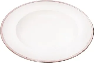 Tunisie Tu-4600222-Pl Set Of 6 Pieces Of Porcelain Leila Vitrous Soup Plate 22Cm Platinum Rim Suitable For Home And Restaurants With Premium Durable Material - Off-White