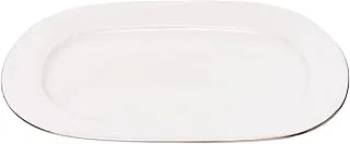 Tunisie Tu-4801233-Pl Set Of 6 Pieces Of Porcelain Artemis Oval Plate 33Cm Platinum Rim Suitable For Home And Restaurants With Premium Durable Material - Off-White