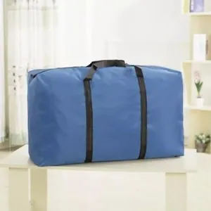 Blue Fabric Storage Bag For Blanket, Quilt And Clothes - Two Pieces