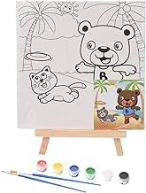 High Quality Artist Printed Canvas With (6 Colors, Holder, 2 Brushs) 15 * 15cm For Kids And Students - White