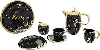 Oxford TJ0014 Tea Set 24-Pieces, Black/Gold