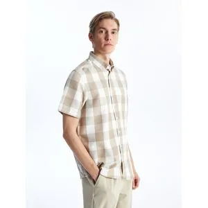 LC Waikiki Regular Fit Short Sleeve Plaid Dobby Men's Shirt