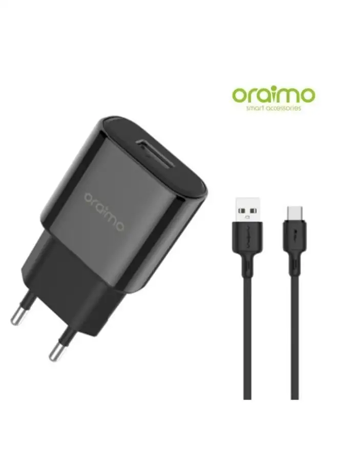 Oraimo Oraimo OCW-E65S+C53 Charger With Type-C Cable - Black Black