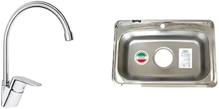 Roca tree kitchen mixer coral 84870 + Chinese-Egyptian Stainless Steel Kitchen Sink, 60 cm x 45 cm Size