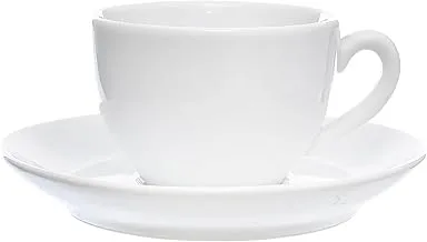 Tunisie Tu-1703519 Set Of 6 Pieces Of Porcelain Lys Tea Cup & Saucer 180Ml Suitable For Home And Restaurants With Premium Durable Material - White